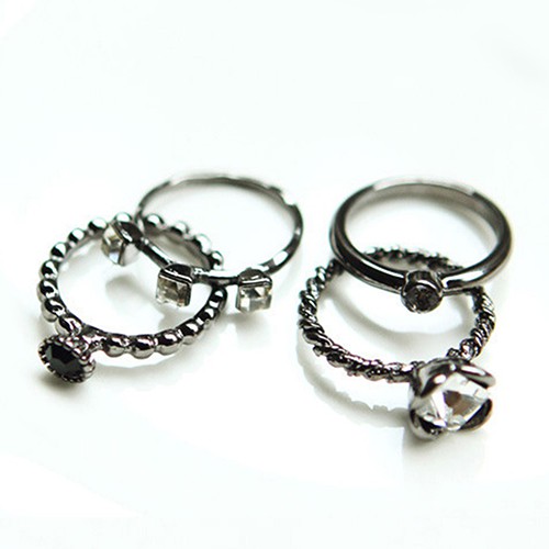 Set 4 Nhẫn Đốt Ngón Tay Đính Đá Pha Lê