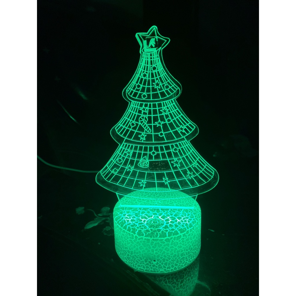 Đèn led trang trí mica 3D cây thông noel – Làm quà tặng, đồ trang trí, đèn ngủ