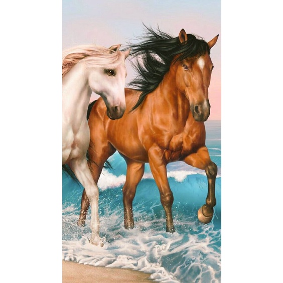 Tranh đính đá 5D hình ngựa độc đáo Size 30x40