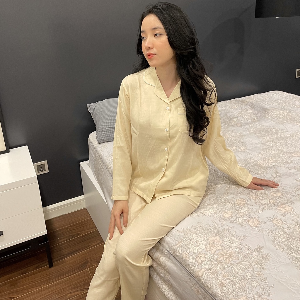 BỘ ĐŨI MẶC NHÀ DÀI TAY - Pijama Chất Lụa Đũi Mềm Thoáng Mát Nhiều Họa Tiết Nhiều Màu