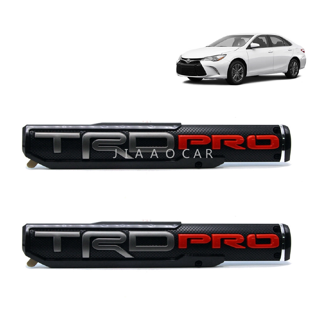 2pcs Logo Biểu tượng TRD PRO Màu đỏ bạc cho Toyota Hilux Fortuner Camry Corolla 2000 18