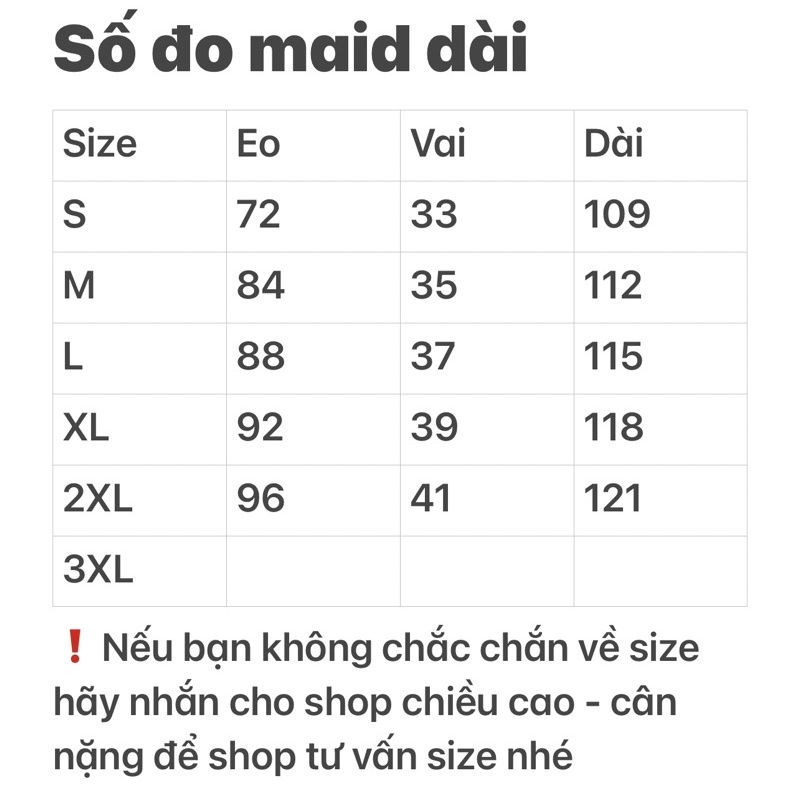 [Có sẵn-Đủ size] Maid dài cosplay dành cho nam nữ | BigBuy360 - bigbuy360.vn