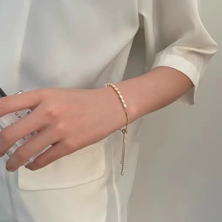 Vòng tay đính đá zircon siêu mịn thiết kế sang trọng cổ điển phong cách Hàn Quốc cho nữ
