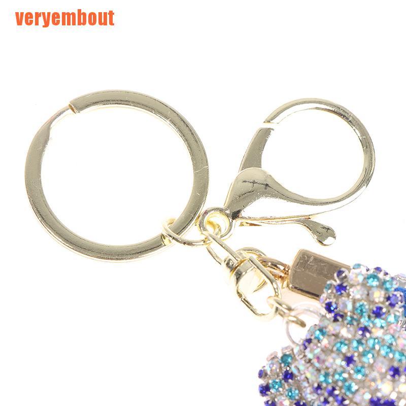 Móc Chìa Khóa Bằng Da Đính Đá Hình Gấu Đáng Yêu