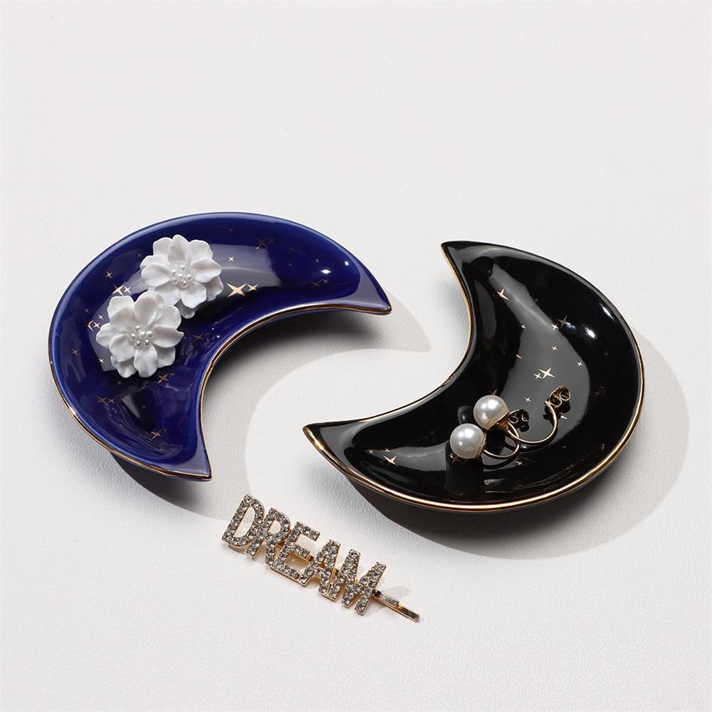 Đĩa Sứ Đựng Trang Sức Hình Mặt Trăng Độc Đáo