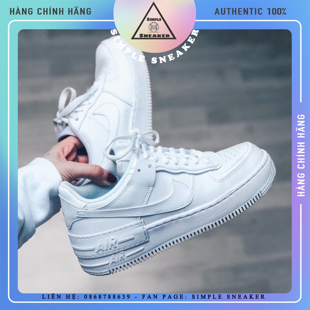 Giày Nike Air Force 1 Shadow Auth Hàng Chính HãngGiày Sneaker Thể Thao Nike AF1 Shadow Allwhite - Simple Sneaker