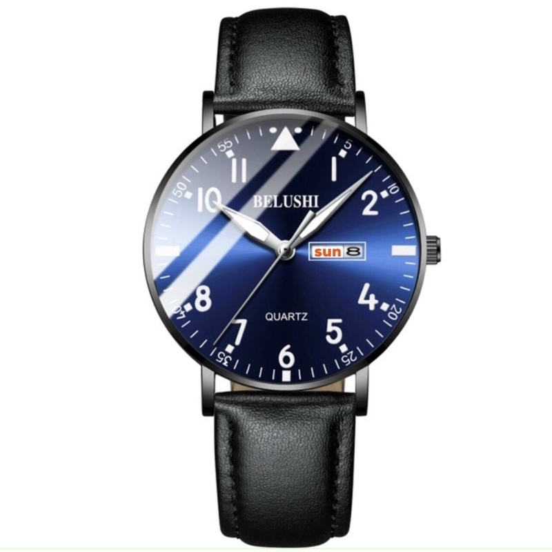 Đồng Hồ Nam Dây Da BELUSHI Máy Mỏng Hai Lịch Ngày Thứ Chống Nước