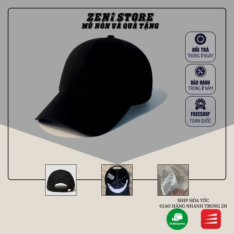 Mũ lưỡi trai, Nón kết xuất khẩu Zeni Store đen trơn Siêu HOT Freeship, Full Hộp