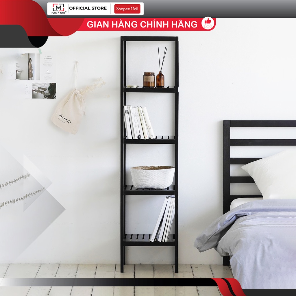 Kệ gỗ trang trí đa năng hình vuông 5 tầng màu đen - MW FURNITURE - Nội thất trang trí