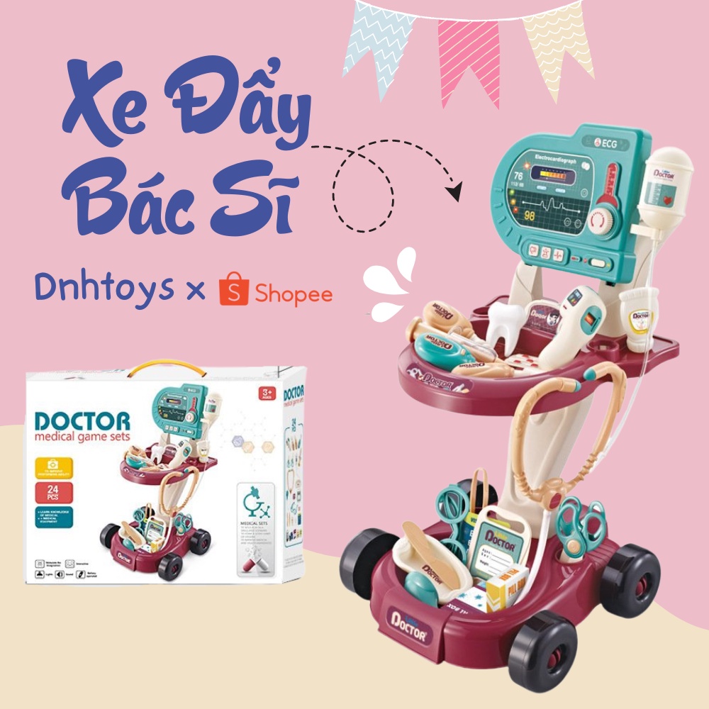 Bộ đồ chơi bác sĩ cao cấp kèm xe đẩy, đồ chơi nhập vai bác sĩ cho bé từ 3 tuổi, đồ chơi xe đẩy, đồ chơi nhập vai