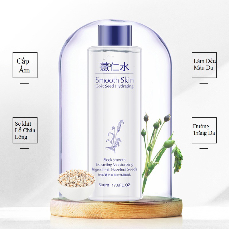 [ Chai 500ml ] Nước Hoa Hồng Toner Cân Bằng Da Ý Dĩ Smooth Skin Coix Seed Hydrating | BigBuy360 - bigbuy360.vn