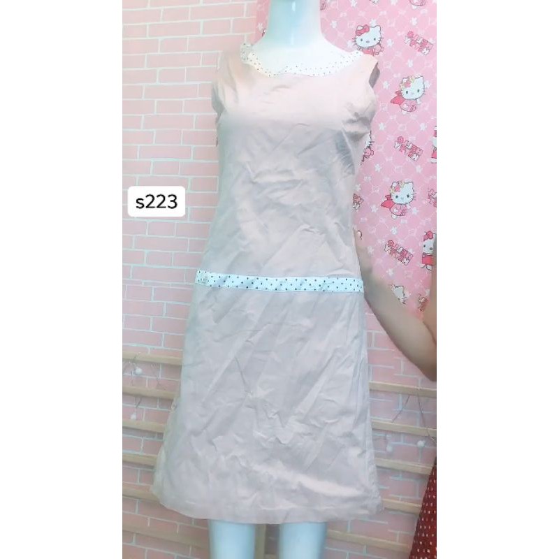 đầm suông công sở phối hoạ tiết chấm bi (dưới 55kg). S223