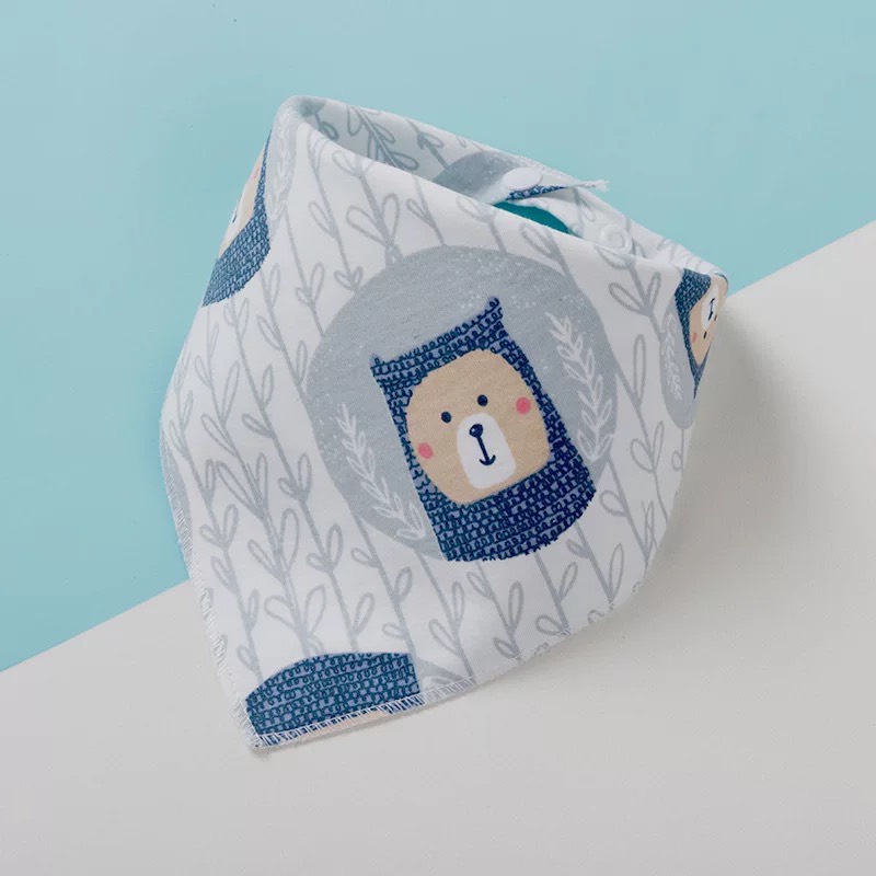 Khăn yếm tam giác kidandmom siêu mềm mịn giữ ấm cổ chất cotton hai nấc nút bấm thấm hút tốt cho bé trai bé gái