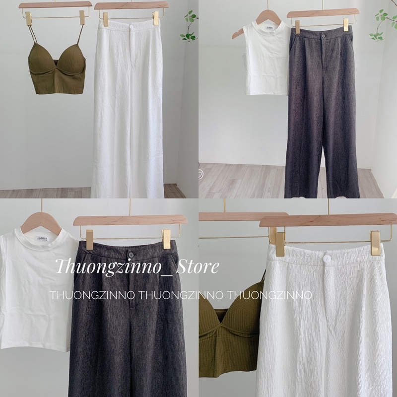 [Vải độc lạ]Quần ống rộng Tacta gân nhũ form dáng to rộng Hàn Quốc Quần ống  suông màu bắt mắt