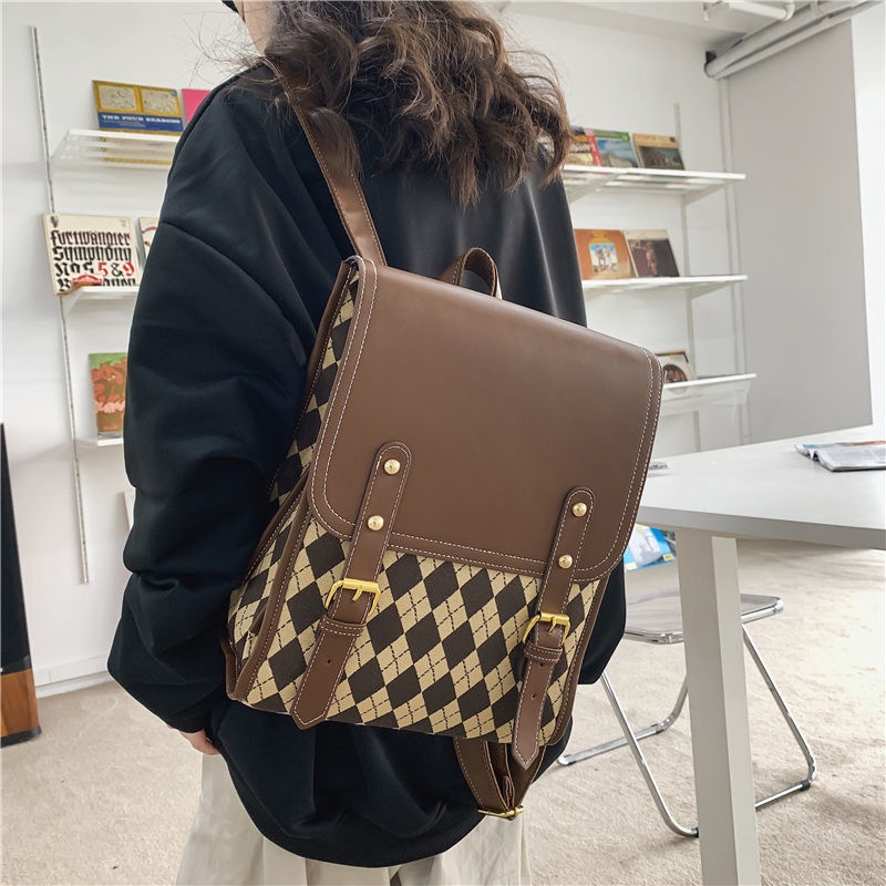 Balo Da PU Phong Cách Preppy Dễ Thương Cho Nữ