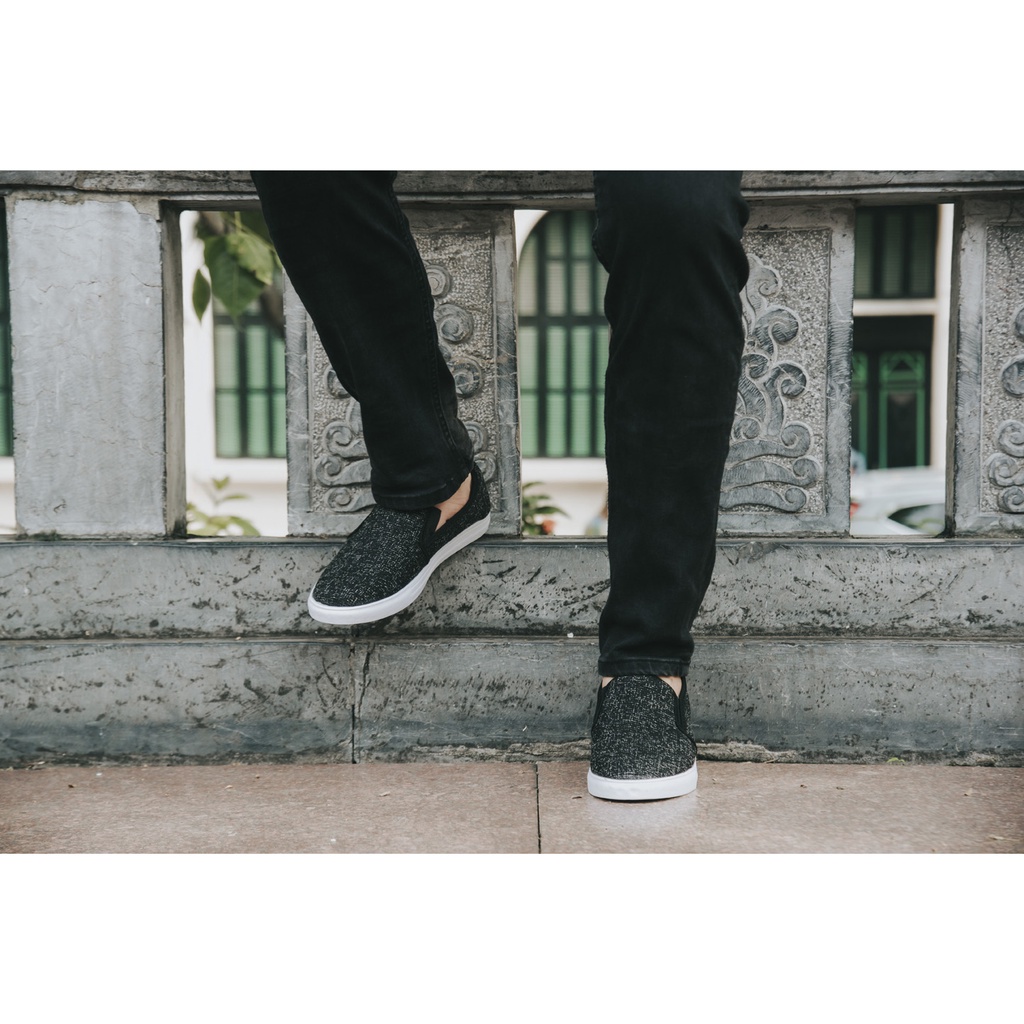 Giày lười vải canvas nam thời trang hàn quốc 2 mầu xám và đen GiàyNam2HV01