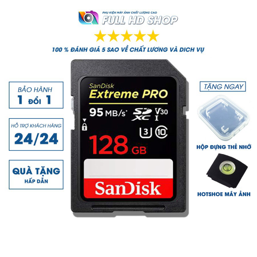 Thẻ nhớ SD Sandisk 32Gb/64Gb/128Gb tốc độ cao 95 Mb/s - FullHDShop