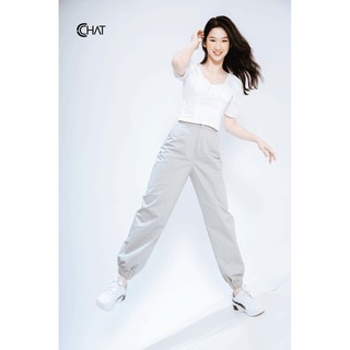 Áo croptop nhún ngực cổ U CCHAT