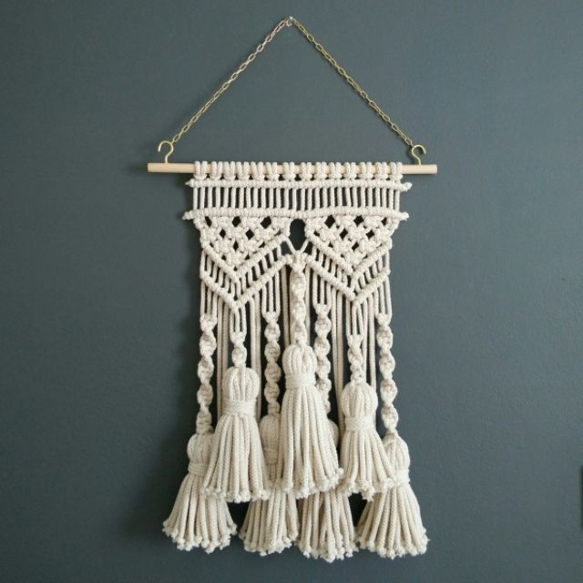 Macramé lồng dây treo tường mini