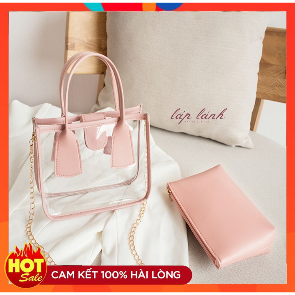 TÚI XÁCH 2 TRONG 1 TRONG SUỐT NHỎ XINH HOT HIT THỜI TRANG PHONG CÁCH HÀN QUỐC TUI01