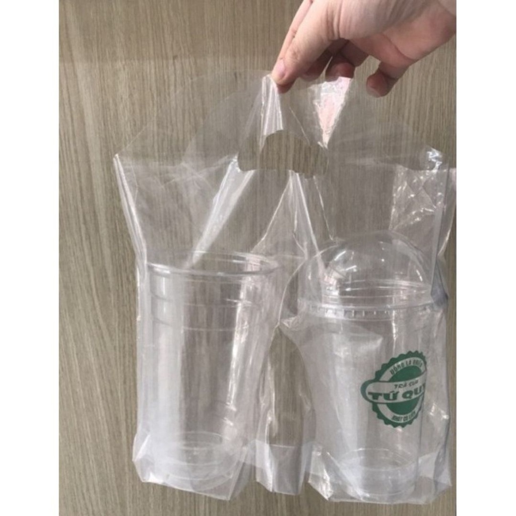 TÚI ĐỰNG 2 CỐC CÓ VÁCH NGĂN-Túi đựng 2 cốc trà sữa có ngăn đựng trà sữa sinh tố, nước ép, trà sữa.