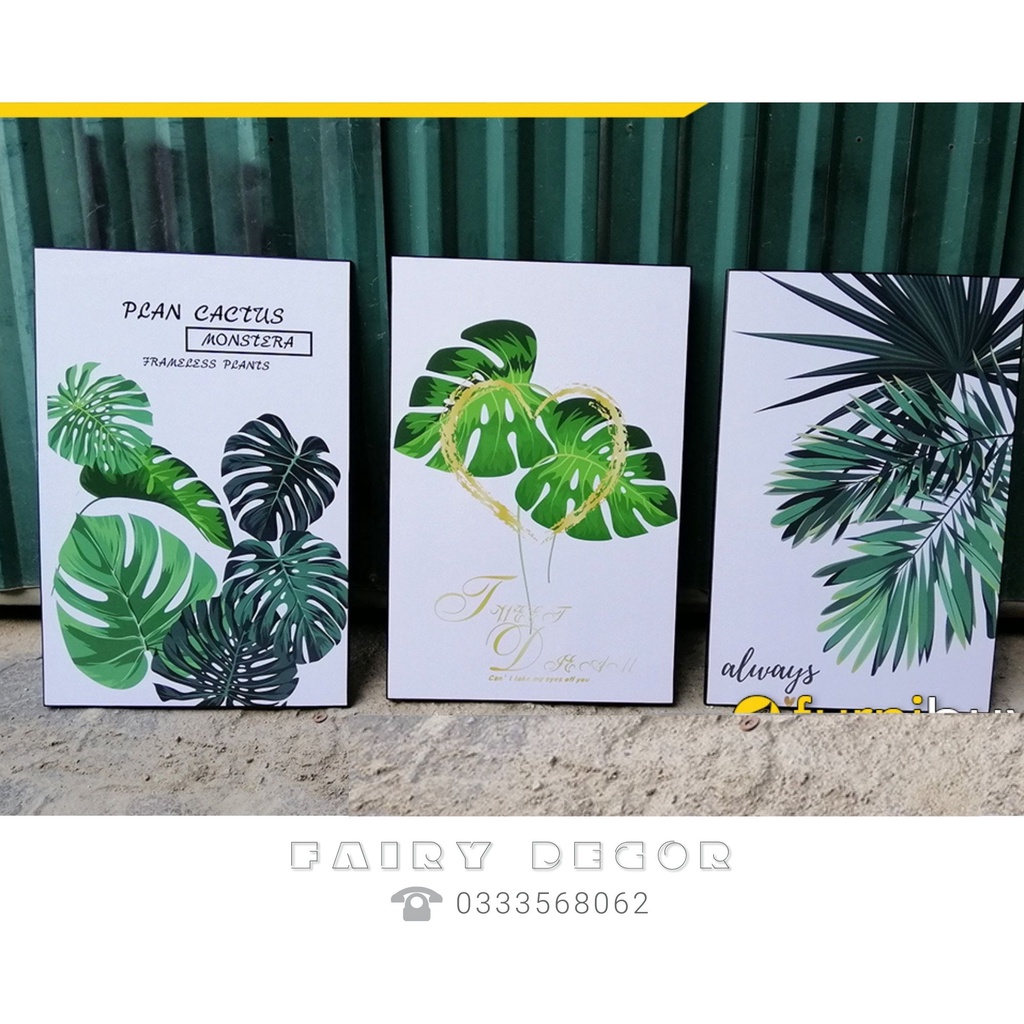 Tranh Treo Tường canvas, Tranh treo phòng khách,phòng ngủ, cầu thang đẹp⚡FREE SHIP⚡ Mẫu lá cây, tone xanh