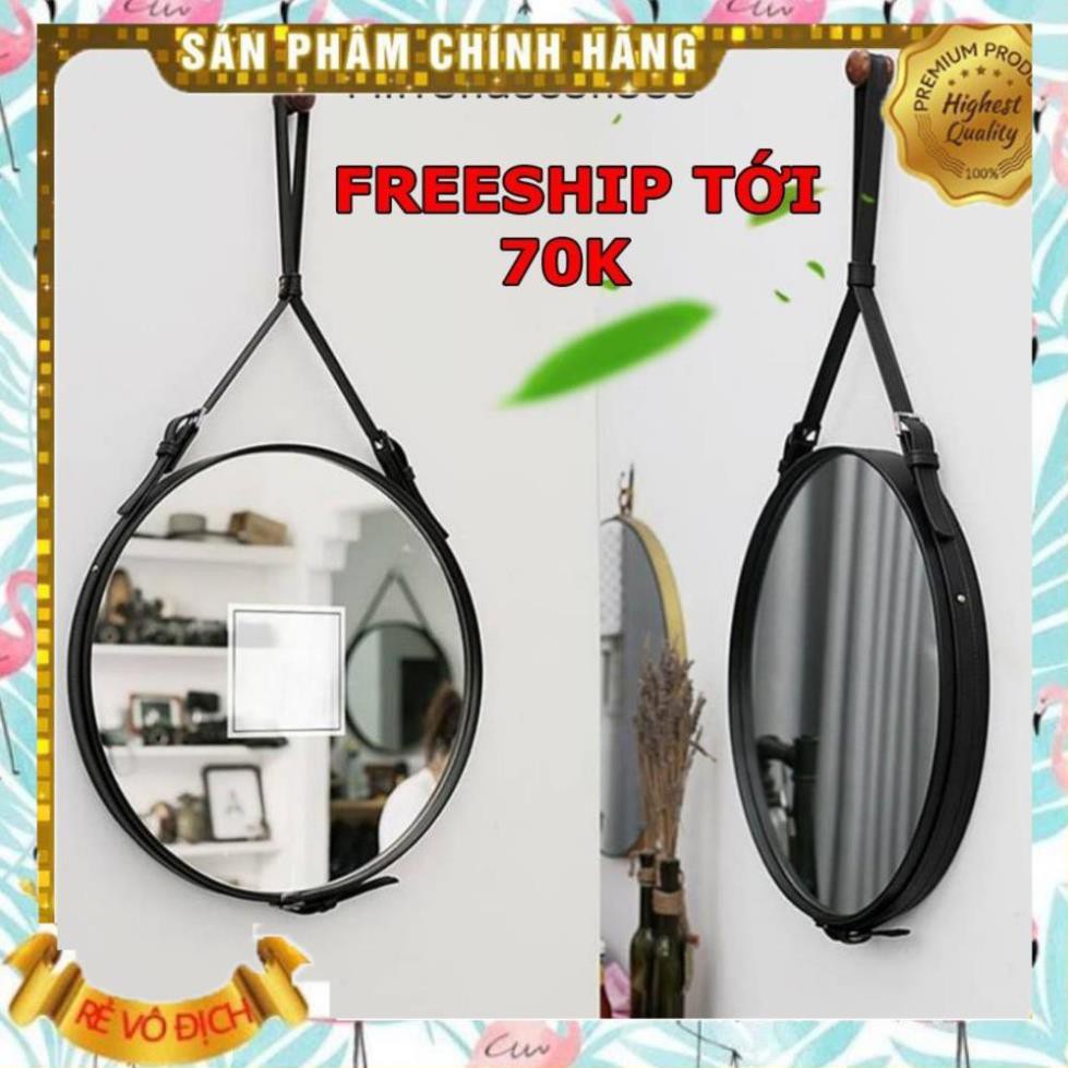 Gương Tròn Treo Tường Trang Điểm Dây Da Cao Cấp [Size D40,D50,D60cm], Mirror Decor 360, 089.88.999.44