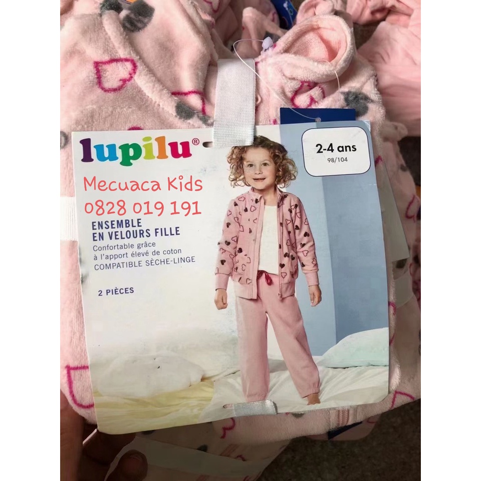 Bộ nỉ lông băng lông màu hồng Lupilu tqxk cho bé gái