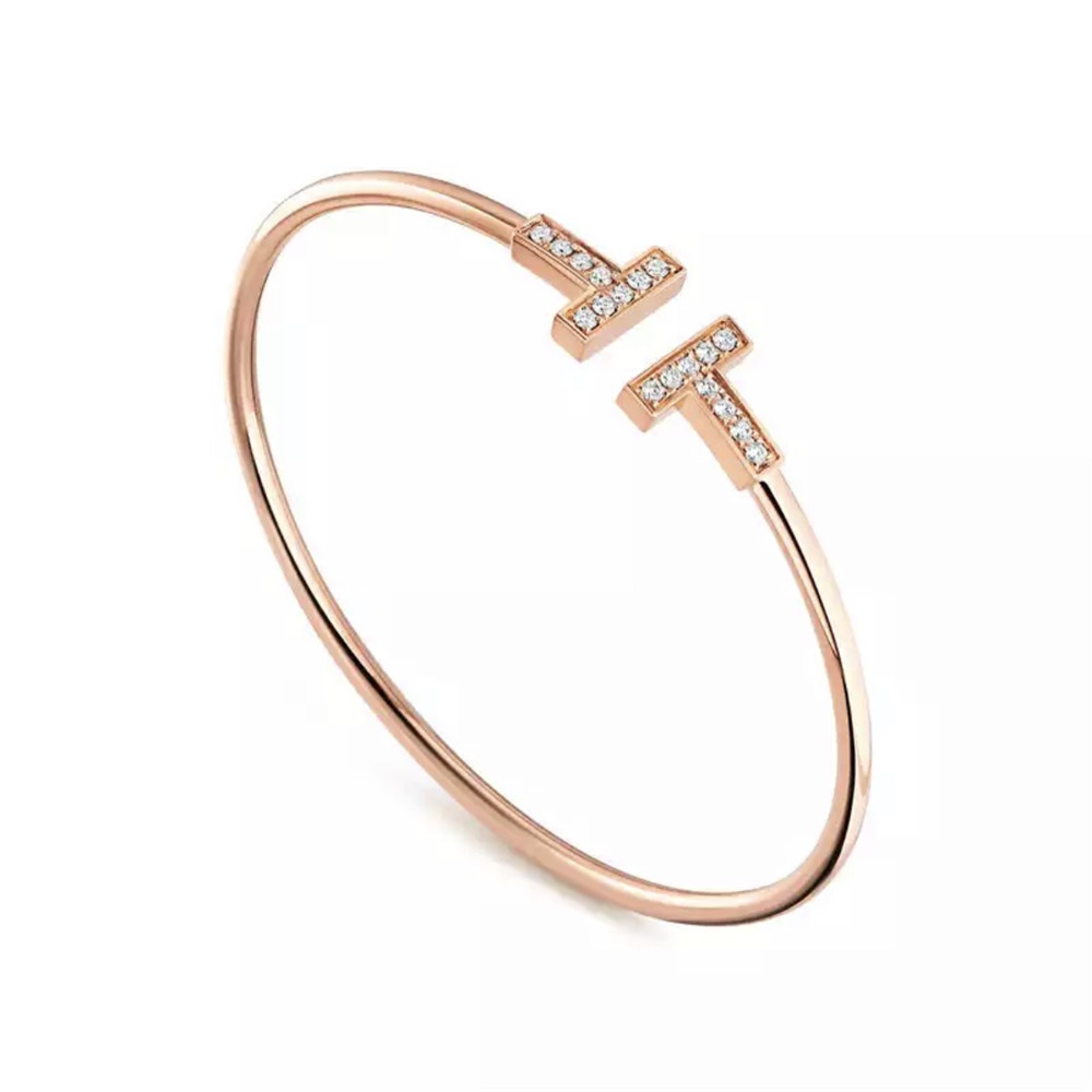 Kiềng tay hở hình chữ T đính đá zircon cổ điển dễ phối đồ thời trang cho nữ