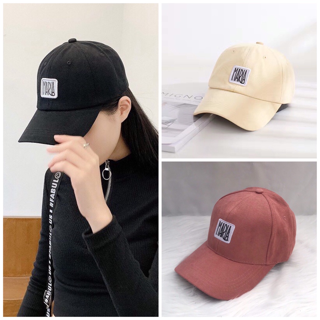 Mũ lưỡi trai nữ Nón kết thêu chữ Maria chất cotton cao cấp form unisex nam nữ