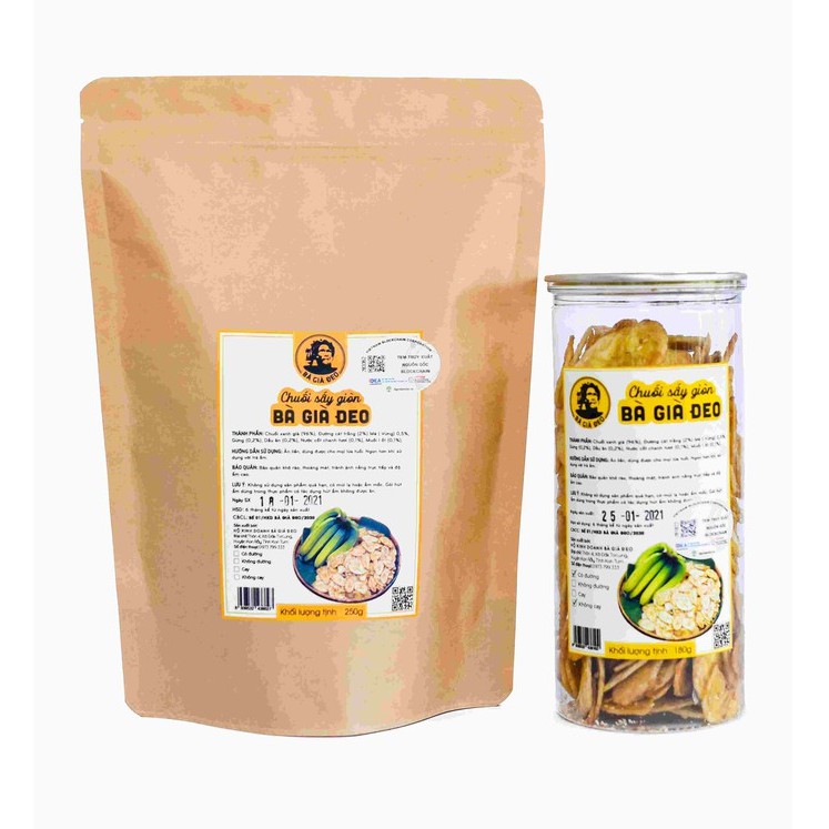 Chuối sấy khô giòn bà già đeo 200gr đặc sản ocop kon tum