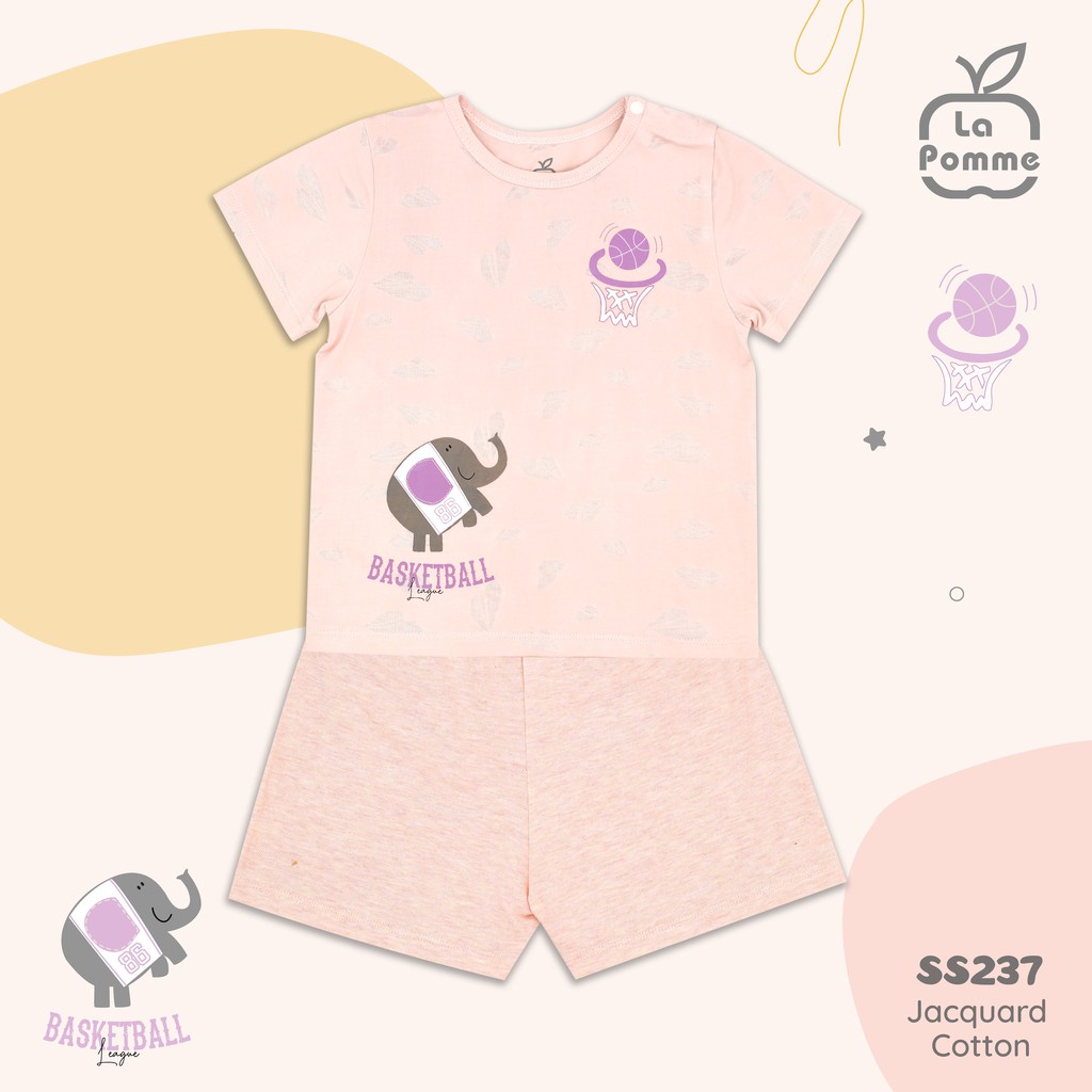 Bộ La Pomme Jacquard Cotton cao cấp mềm mịn thoáng mát thấm hút tốt cộc tay xiếc voi tung bóng cho bé trai bé gái SS237