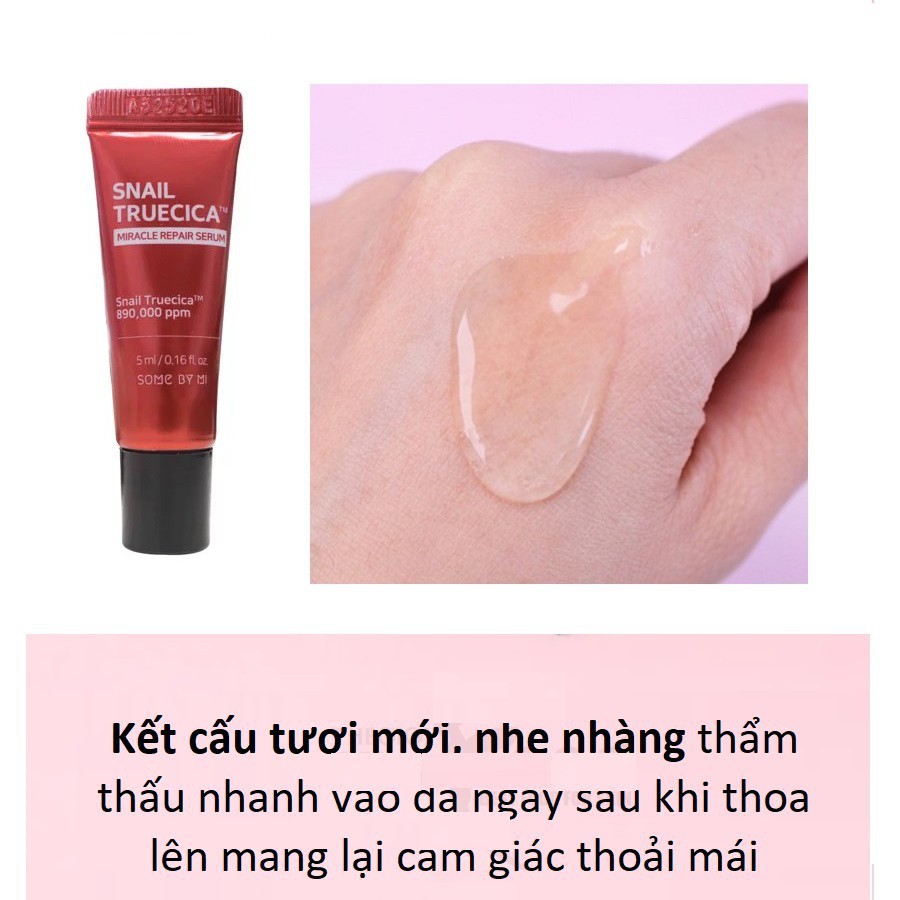 [Mini 5ml] Serum Ốc Sên Some By Mi Snail Truecica Miracle Repair Dưỡng Phục Hồi Sẹo Lõm, Làm Dịu Da 5ml