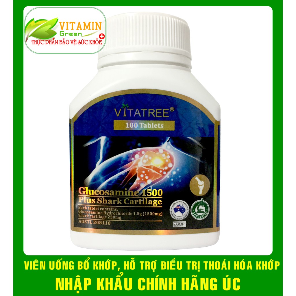 VIÊN UỐNG BỔ KHỚP VITATREE GLUCOSAMIN 1500MG PLUS SHARK CATILAGE (100 viên) | NHẬP KHẨU CHÍNH HÃNG ÚC