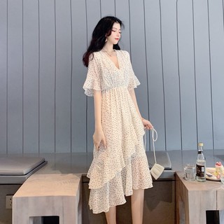 Đầm Chiffon Hoa Nhí Cổ V