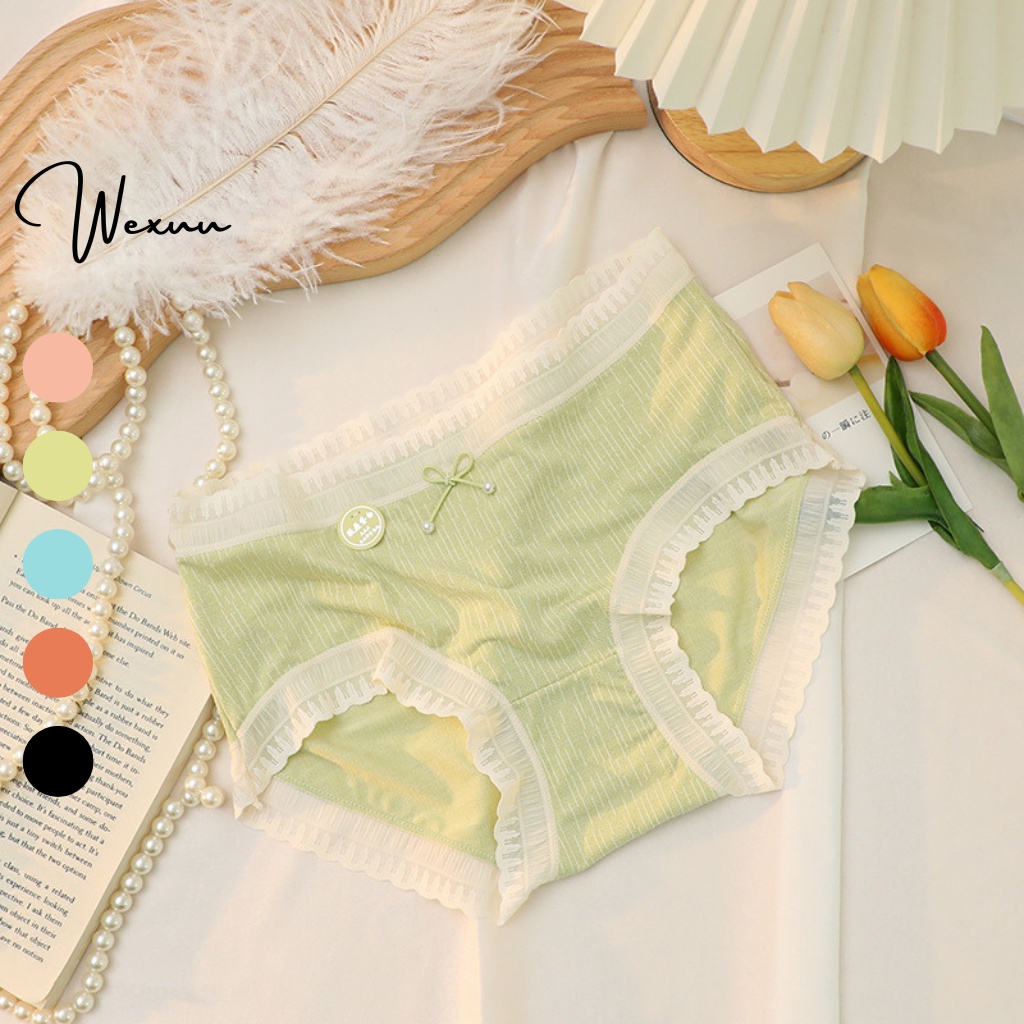 Quần lót nữ Wexuu Design, Quần lót cotton lạnh cao cấp phối ren sexy chất liệu mềm mại thoáng khí - QC50