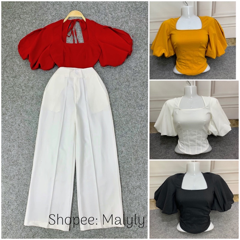 [Mã FAMARAL1 giảm 10K đơn 50K] [ MÃ 330 ] ÁO TIỂU THƯ TAY PHỒNG THẮT NƠ SAU ( ẢNH SHOP CHỤP )