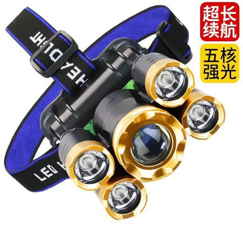 Đèn Pin Đội Đầu Đeo Trán 5 Bóng Siêu Sáng Kèm Pin Sạc Siêu Tiện Lợi
