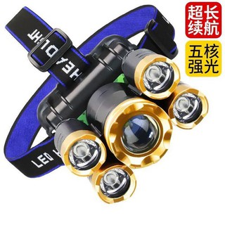 Đèn Pin Đội Đầu Đeo Trán 5 Bóng  Siêu Sáng Kèm Pin Sạc Siêu Tiện Lợi
