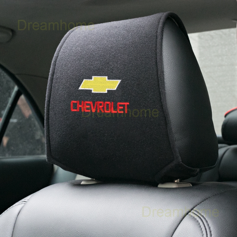 Bọc đầu ghế xe ô tô chất liệu vải dạ cotton thêu logo Chevrolet