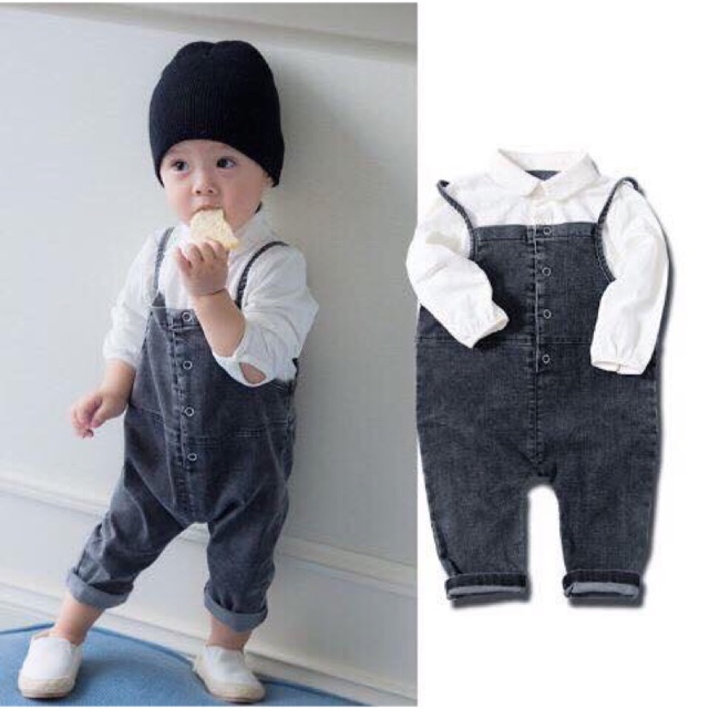 Set yếm jean cho bé trai