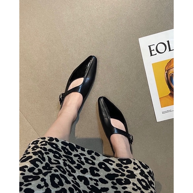 Giày búp bê cut out gót 3p hàng thiết kế kiểu Hàn Quốc mẫu mới 2022