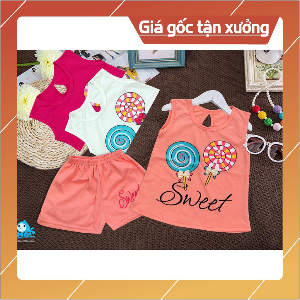 ( giá sỉ ) (GIÁ 3 BỘ SIÊU RẺ TẬN XƯỞNG)SET 3 đồ bộ in hình kẹo ngọt siêu dễ thương cho bé gái từ 8kg đến 23kg