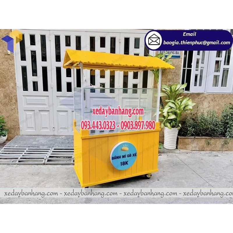 Thiết kế xe đẩy bán bánh mì gà xe giá rẻ tại Tiền Giang -xedaybanhang.com