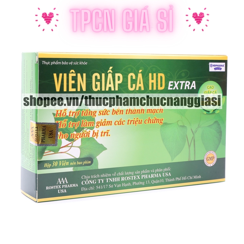 VIÊN GIẤP CÁ HD EXTRA hỗ trợ giảm trĩ, táo bón - Hộp 30 viên
