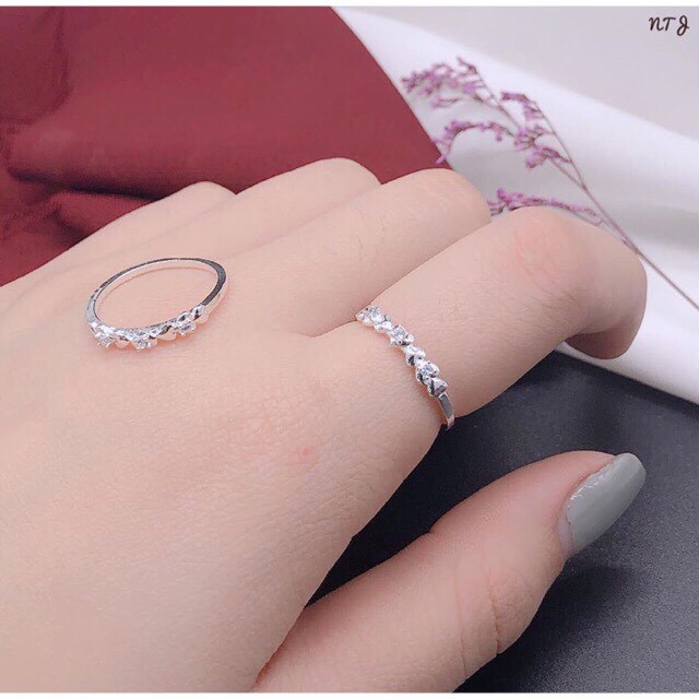 Nhẫn 1 hàng tim xinh xắn LINH MIU SILVER, Nhẫn nữ bạc ta