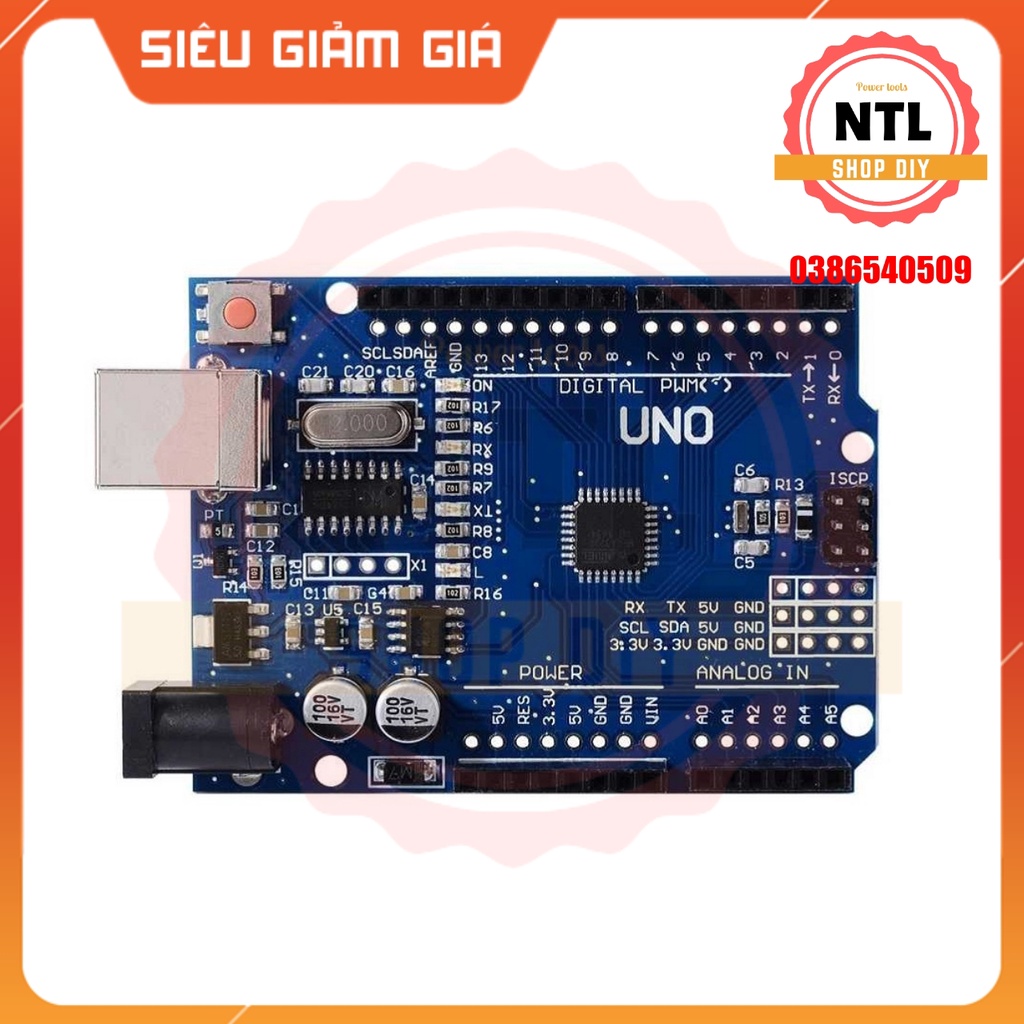 Kit bo mạch lập trình vi xử lý Arduino Nano, Uno R3 vi xử lý ATmega328P giao tiếp CH340