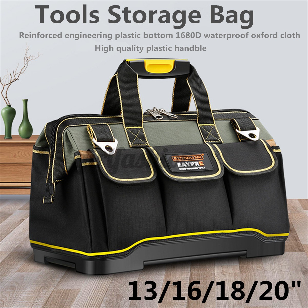 13/16/18/20inch Upgrade Waterproof Tools Storage Bag Heavy Duty Molded Base Pouches