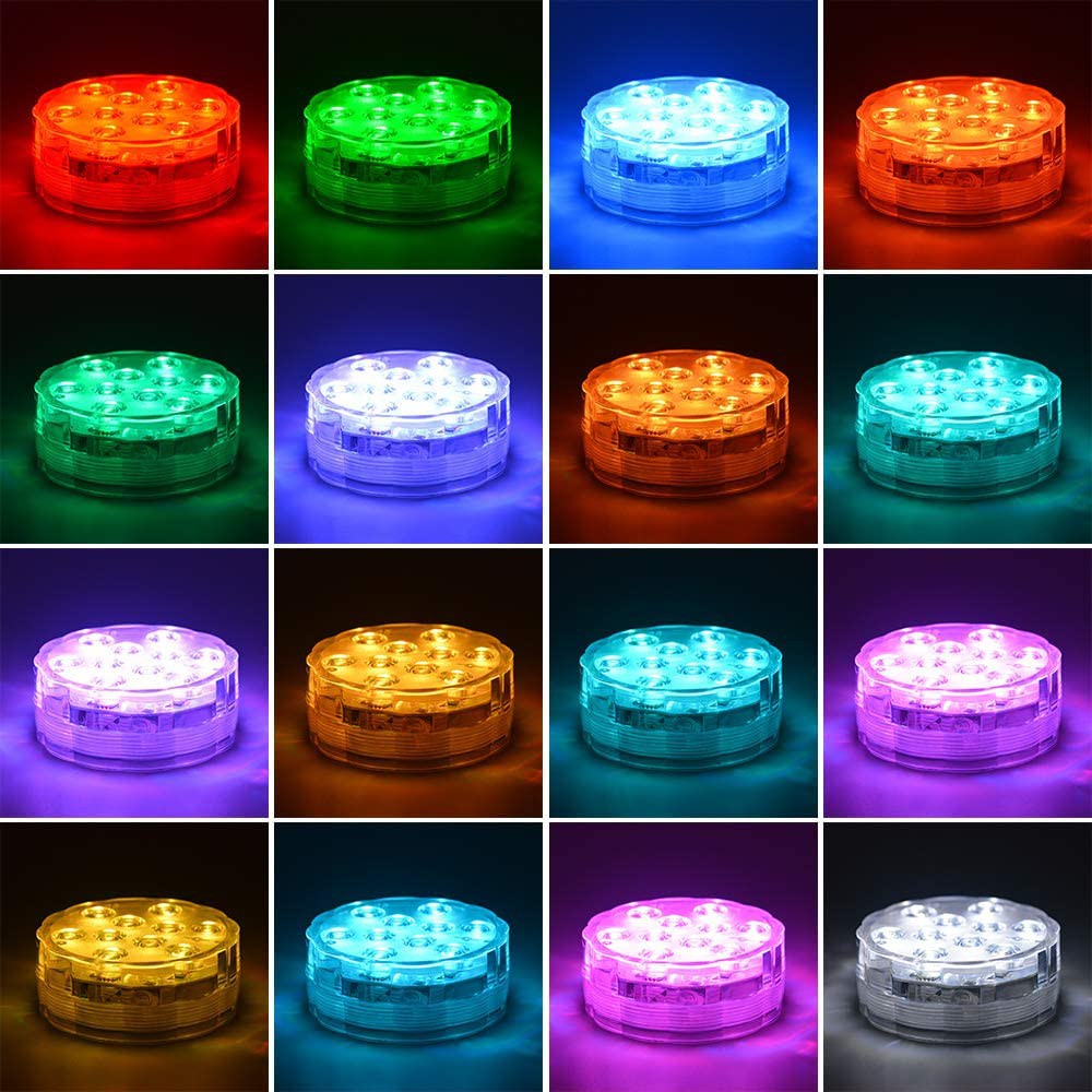 HMC_Đèn LED chìm dưới nước 16 màu trang trí Giáng Sinh hồ nước, có remote điều khiển, pin 3A