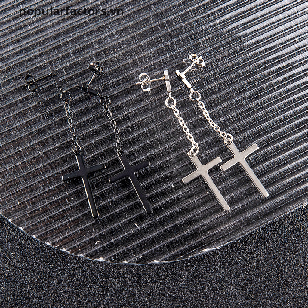 Khuyên Tai Hình Thánh Giá Bằng Thép Không Gỉ Cho Nam